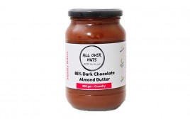All Over Nuts 85% Dark Chocolate Almond Butter Crunchy  Glass Jar  500 grams